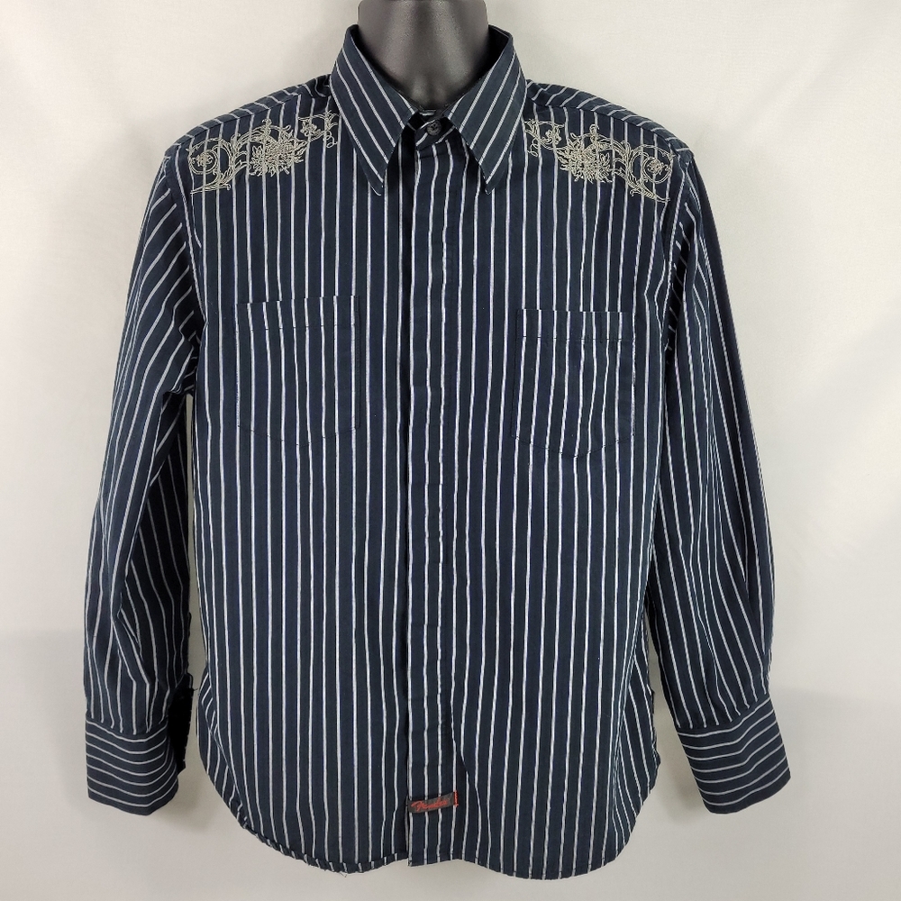 Fender Custom Shop Striped Long Sleeve Button-Up Dress Shirt Mens Medium